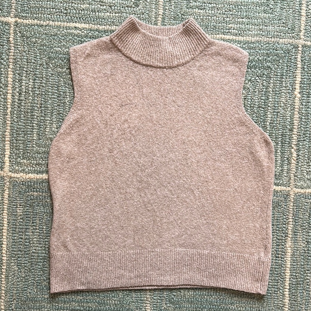 Sleeveless Beige Sweater Vest